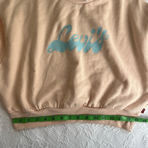 Levi’s cropped sweatshirt peach pink gray script XS excellent! - Picture 6 of 7